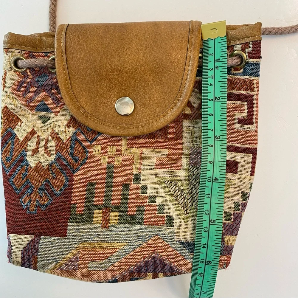 Boho Native American Aztec Weaved Mini Bag Purse Festive Micro Boho Crossbody - Picture 10 of 12
